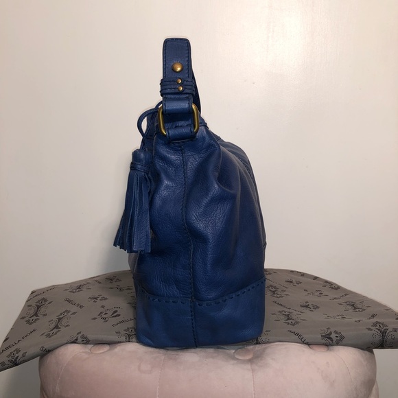 Isabella Fiore Blue Pebbled Leather Hobo - Picture 5 of 16